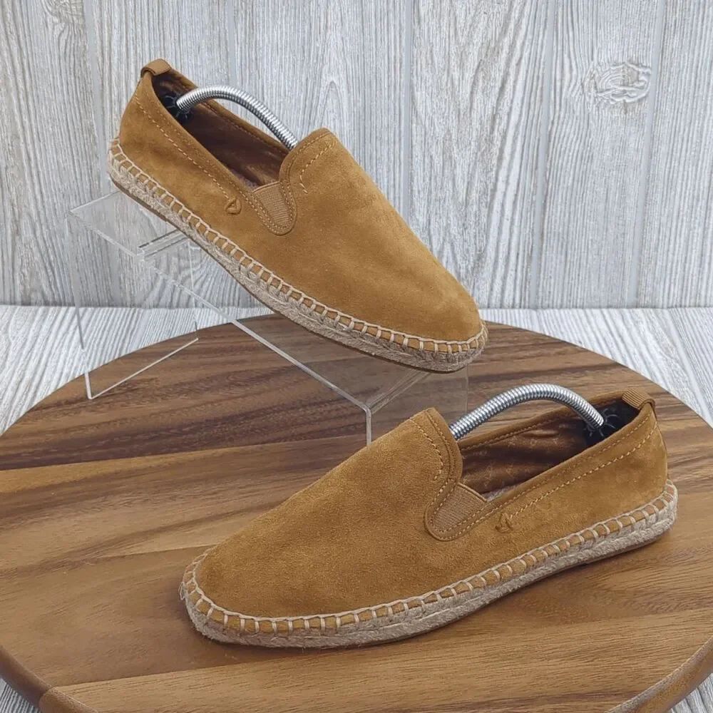 Aldo Womens Size 7 EU Size 39 Leather Caramel Brown Suede Espadrilles Flats Slip